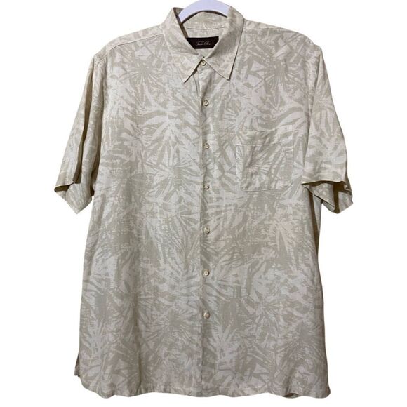 🌿 Tasso Elba Silk Linen Blend Lightweight Hawaiian Coastal Cool Button Down - Picture 1 of 5